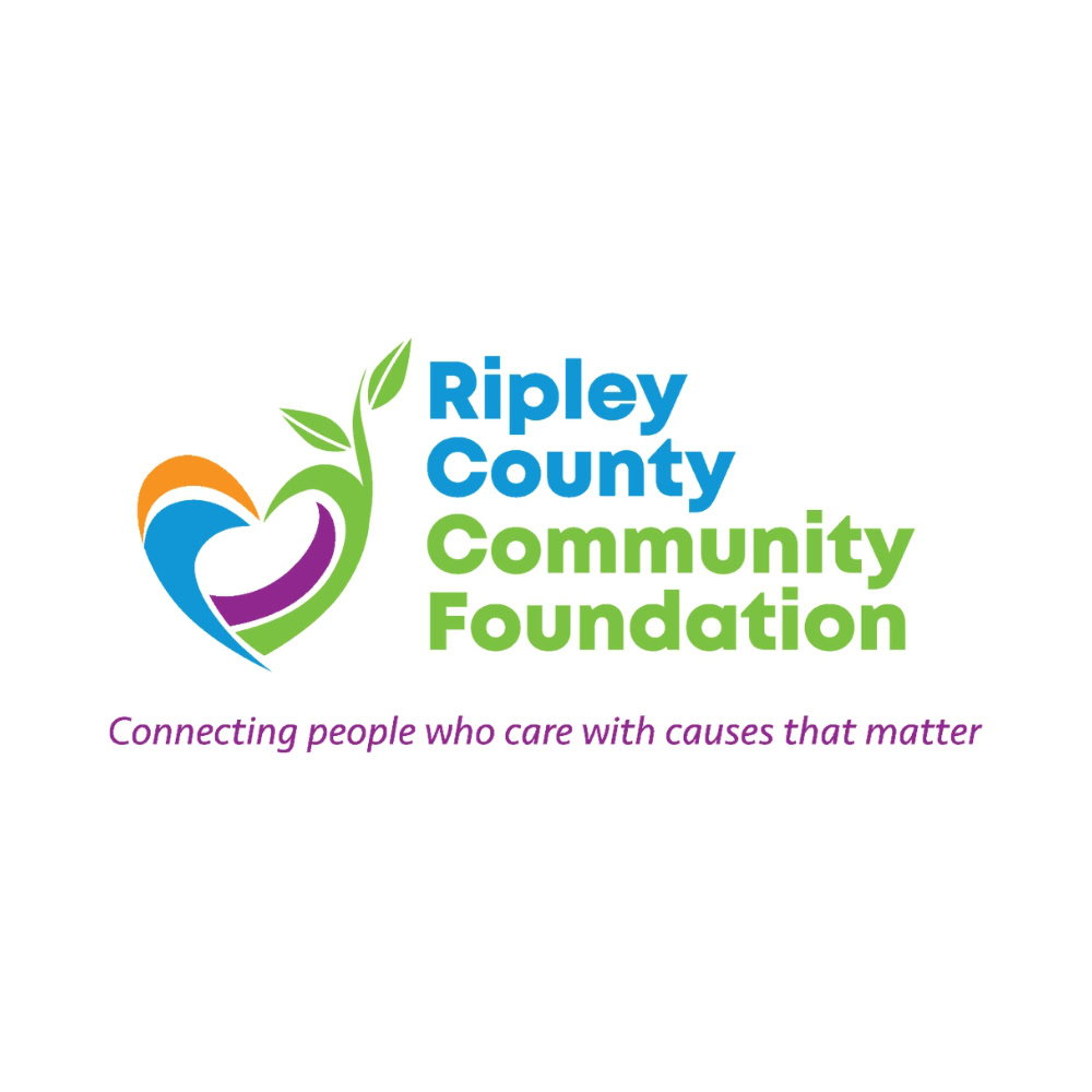 Ripley county community foundation logo with colorful heart and leaves, supporting local causes and community development in Batesville, Indiana.