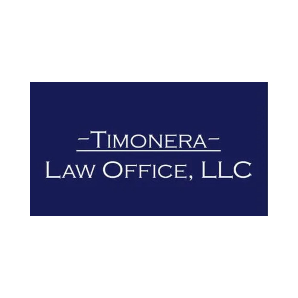 Timonera Law Office LLC logo on navy background, representing legal services in Batesville Main Street.