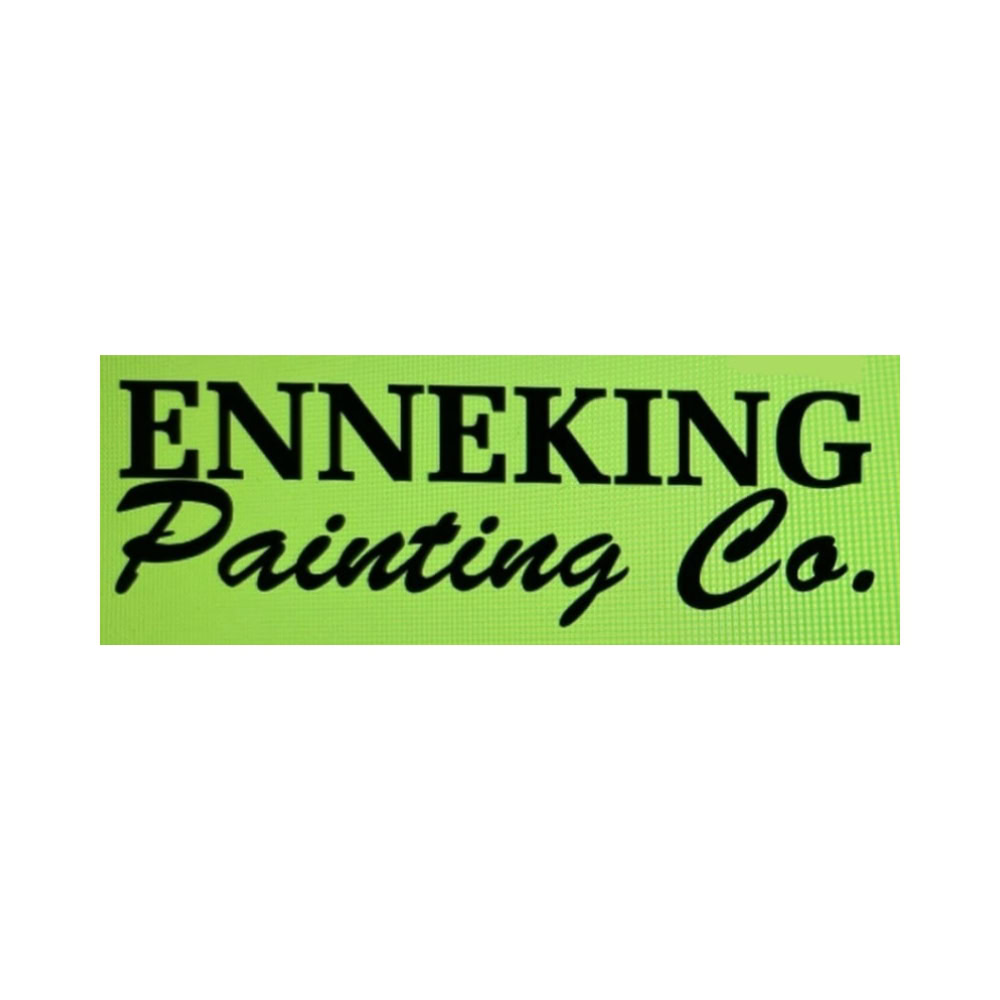 Enneking Painting Co. logo on a bright green background, showcasing professional painting services in Batesville Main Street.